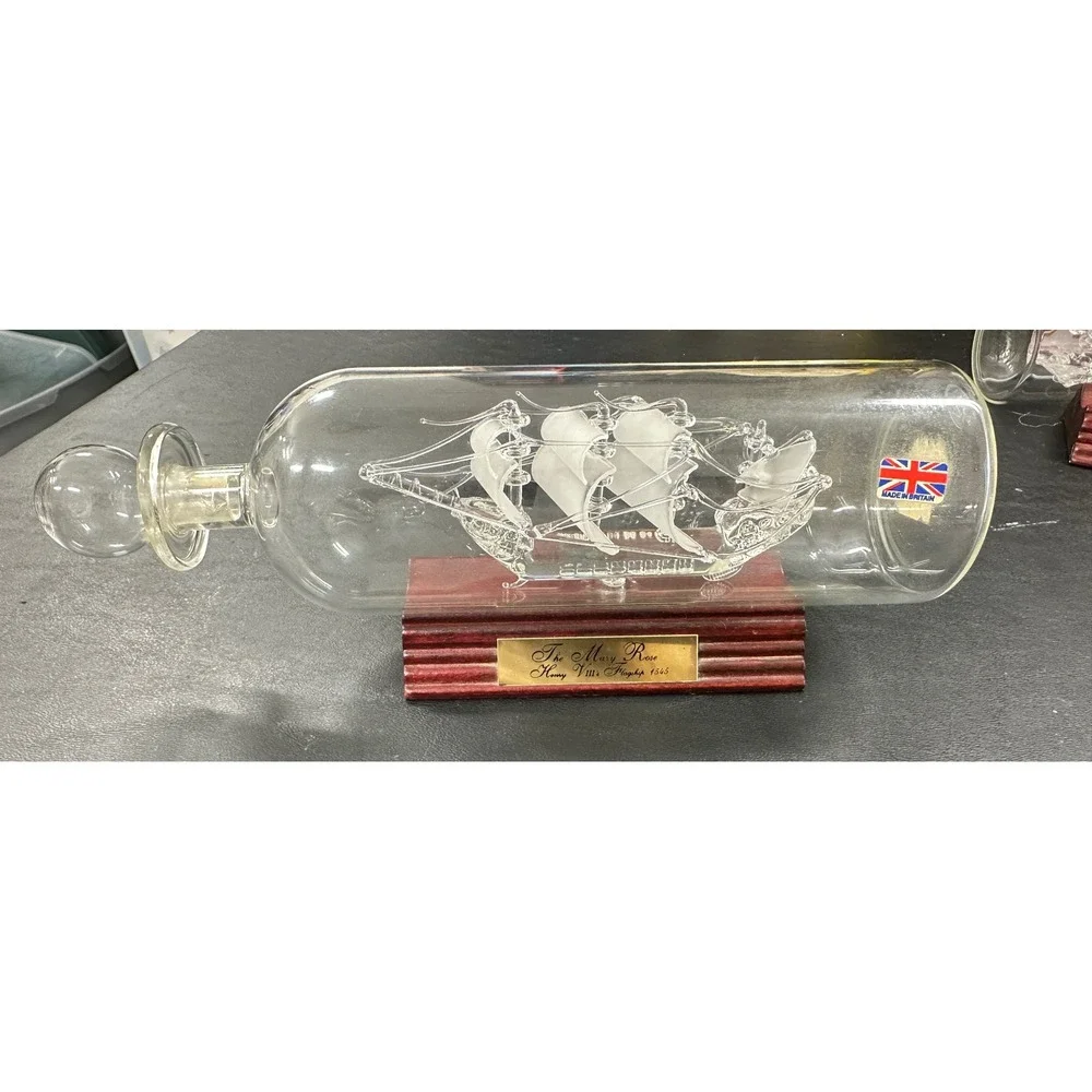 Mary Rose Glass Ship In A Bottle Maritime Henry VIII Flagship 1545 - Picture 1 of 9